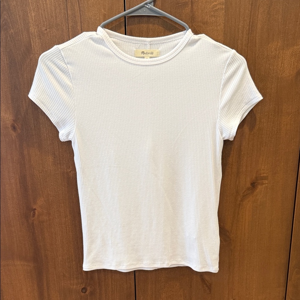 NWOT Madewell White Ribbed Short Sleeve Tee